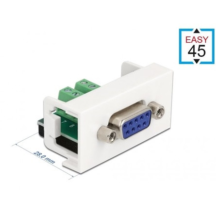 Delock D-Sub 9pin -> Terminal block 10pin F/F Easy 45 modul fehér