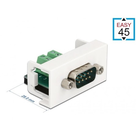 Delock D-Sub 9pin -> Terminal block 10pin M/F Easy 45 modul fehér