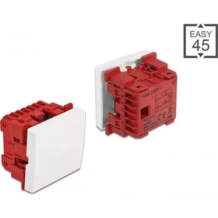 Delock Easy 45 egyes kapcsoló kétpóluső egyirányú 45 x 45 mm, fehér