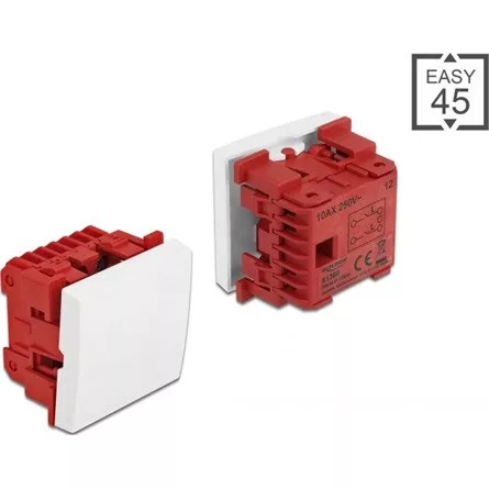 Delock Easy 45 egyes kapcsoló kétpóluső egyirányú 45 x 45 mm, fehér