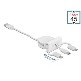   Delock 81375 USB-A 2.0 -> USB-C USB-B 2.0 micro Lightning M/M Easy 45 modul 0.5m fehér