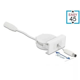   Delock DC 5,5 x 2,1mm -> DC 5.5 x 2.1mm M/F Easy 45 modul 0.5m fehér visszahúzható