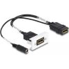 Delock DisplayPort 1.2 DC 5,5x2,1mm -> DisplayPort 1.2 F/F Easy 45 modul 0.3m fehér