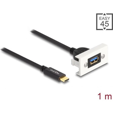 Delock SuperSpeed USB-C 3.2 Gen2 -> USB-A 3.2 Gen 2 M/F Easy 45 modul 1m