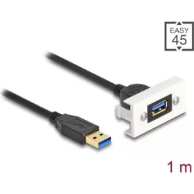   Delock USB-A 3.2 Gen1 -> USB-A 3.2 Gen 1 M/F Easy 45 modul 1m fekete 22,5x45mm