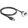 Delock USB-A 3.2 Gen1 -> USB-A 3.2 Gen 1 M/F Easy 45 modul 1m fekete 22,5x45mm