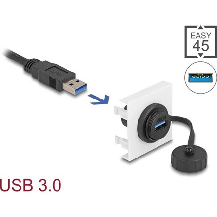Delock Easy 45 Module SuperSpeed USB 5 Gbps (USB 3.2 Gen 1) USB Type-A anya, 45 x 45 mm