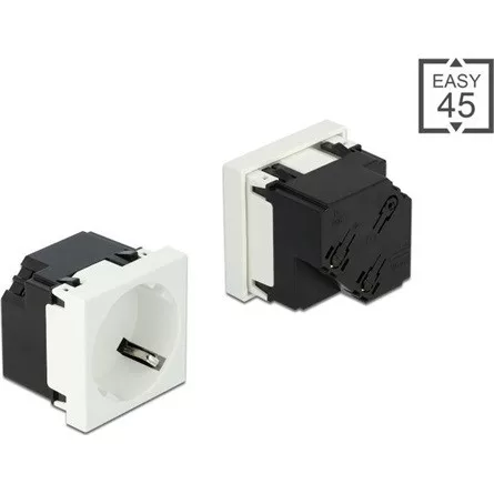 Delock 45 x 45 mm méretű, 45  elrendezésű Easy 45 földelt hálózati csatlakozóaljzat