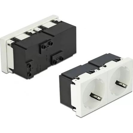 Delock 45 x 45 mm méretű, 2 modulos 45  elrendezésű Easy 45 földelt hálózati csatlakozóaljzat
