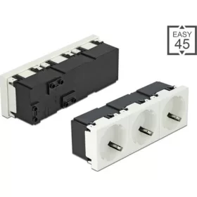   Delock 45 x 45 mm méretű, 3 modulos 45  elrendezésű Easy 45 földelt hálózati csatlakozóaljzat