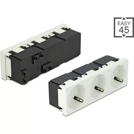 Delock 45 x 45 mm méretű, 3 modulos 45  elrendezésű Easy 45 földelt hálózati csatlakozóaljzat