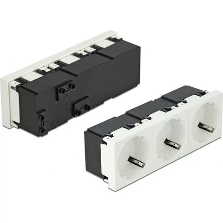 Delock 45 x 45 mm méretű, 3 modulos 45  elrendezésű Easy 45 földelt hálózati csatlakozóaljzat