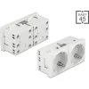 Delock 45 x 45 mm méretű, 2 modulos, bővíthető, 45  elrendezésű Easy 45 földelt hálózati csatlakozóaljzat