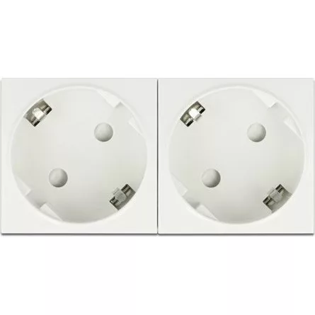 Delock 45 x 45 mm méretű, 2 modulos, bővíthető, 45  elrendezésű Easy 45 földelt hálózati csatlakozóaljzat