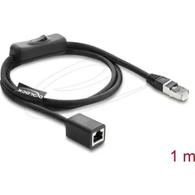   Delock RJ45 kábel, dugós csatlakozó aljzat, kapcsolóval, Cat.6 F/UTP, 1 m   fekete