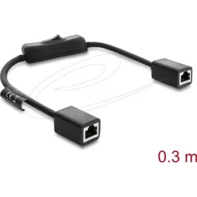   Delock RJ45 kábel, hüvely csatlakozó aljzat, kapcsolóval, Cat.6 F/UTP, 0,3 m   fekete