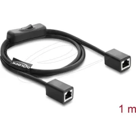   Delock RJ45 kábel, hüvely csatlakozó aljzat, kapcsolóval, Cat.6 F/UTP, 1 m   fekete