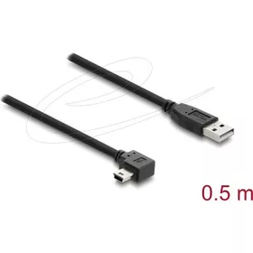   Delock USB 2.0 kábel A-típusú csatlakozódugó - Mini-B típusú csatlakozódugó, jobbra hajlítva, 0,5 m
