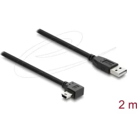   Delock USB 2.0 kábel A-típusú csatlakozódugó - Mini-B típusú csatlakozódugó, jobbra hajlítva, 2 m