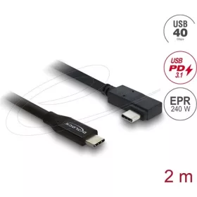   Delock Koaxiális USB 40 Gbps kábel ívelt bal / jobb USB PD 3.1 240 W 2 m