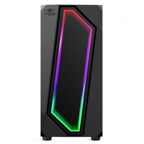 Spirit of Gamer Számítógépház - INFINITY Black (fekete, ablakos, 8x12cm ventilátor, alsó táp,  ATX, 1xUSB3.0, 2xUSB2.0)
