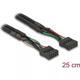   Delock USB Pinheader 10pin -> USB pinheader 10pin F/F adatkábel 0.25m fekete