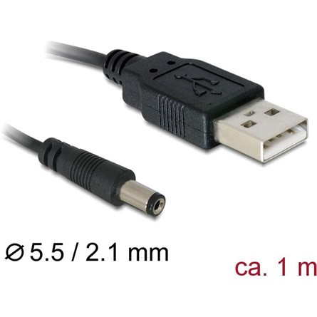 Delock KAB Delock 82197 USB - DC Jack (5,4mm) hálózati kábel - 1m