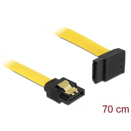 Delock SATA3 -> SATA3 F/F adatkábel 0.7m sárga egyenes/90° fel
