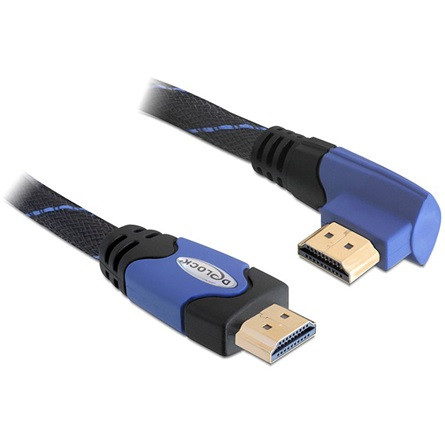 Delock KAB Delock 82955 A dugós > A dugós derékszögű 4K High Speed HDMI kábel Ethernettel - 1m - Kék