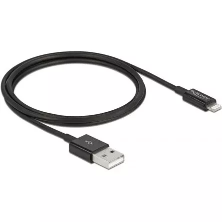 Delock USB-A 2.0 -> Lightning M/M adatkábel 1m fekete 3A