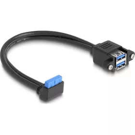   Delock USB-A 3.0 pinheader 19pin -> 2db USB-A 3.0 F/F adatkábel 0.5m fekete beépíthető