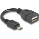 Delock USB-B 2.0 micro -> USB-A 2.0 M/F adatkábel 0.11m fekete OTG