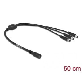   Delock DC 5,5x2,1mm -> 3db DC 5,5 x 2,1mm F/M splitter 0.5m fekete