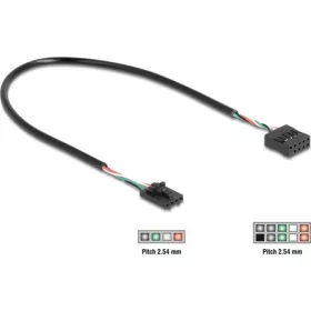   Delock Kábel USB 2.0-s csatlakozóhüvellyel, 2,54 mm, 4 tű a USB 2.0-s csatlakozóhüvellyel, 2,54 mm, 10 tű, 30 cm