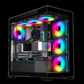   Spirit of Gamer Számítógépház - SPARK Black (fekete, ablakos, 9x12cm ventilátor, alsó táp,  ATX, 2xUSB3.0, 1xUSB-C)