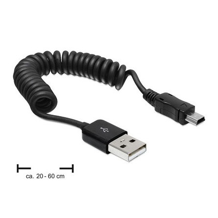 Delock KAB Delock 83164 USB 2.0 A anya/USBmini apa spirál kábel - 0,6m