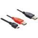 Delock KAB Delock 83178 2x USB2.0-A apa > USB mini 5pin kábel - 0,3m