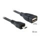 Delock USB-B 2.0 micro -> USB-A 2.0 M/F adatkábel 0.5m fekete OTG