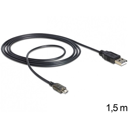 Delock KAB Delock 83272 USB apa -micro USB - B apa adat - és tápkábel - 1,5m