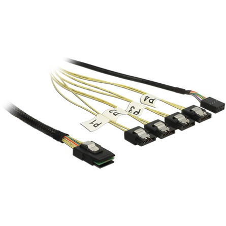 Delock ADA Delock 83318 Kábel Mini SAS SFF-8087 > 4 x 7 tus SATA fordított + oldalsáv, 0,5 m