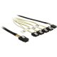 Delock ADA Delock 83318 Kábel Mini SAS SFF-8087 > 4 x 7 tus SATA fordított + oldalsáv, 0,5 m
