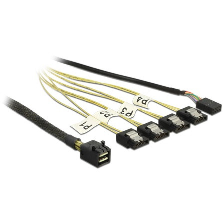 Delock ADA Delock 83320 Kábel Mini SAS HD SFF-8643 > 4 x 7 tus SATA fordított + oldalsáv, 0,5 m