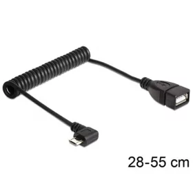   Delock USB-B 2.0 micro -> USB-A 2.0 M/F adatkábel 0.55m fekete flexibilis