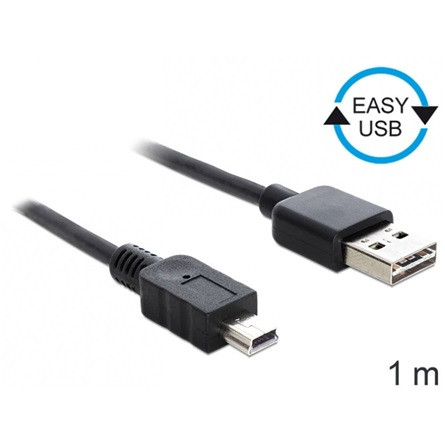 Delock KAB Delock 83362 EASY - USB 2.0 A apa/USB 2.0 mini apa kábel - 1m