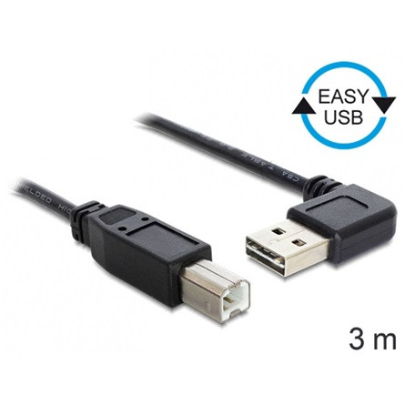 Delock KAB Delock 83376 EASY - USB 2.0 A apa hajlított/USB 2.0 B apa kábel - 3m