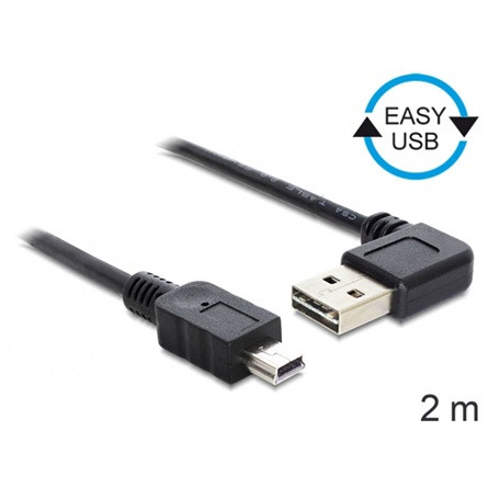 Delock KAB Delock 83379 EASY - USB 2.0 A apa hajlított/USB 2.0 mini apa kábel - 2m