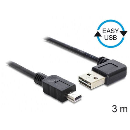 Delock KAB Delock 83380 EASY - USB 2.0 A apa hajlított/USB 2.0 mini apa kábel - 3m