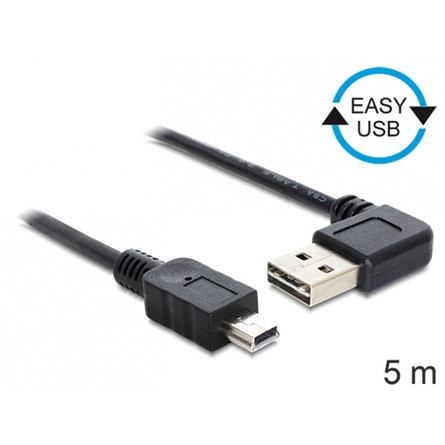 Delock KAB Delock 83381 EASY - USB 2.0 A apa hajlított/USB 2.0 mini apa kábel - 5m