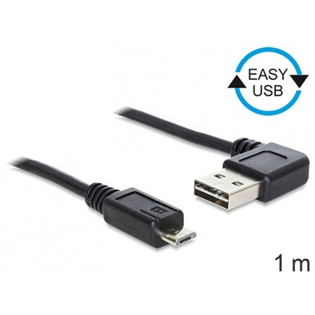 Delock KAB Delock 83382 EASY - USB 2.0 A apa hajlított/USB 2.0 micro - B apa kábel - 1m