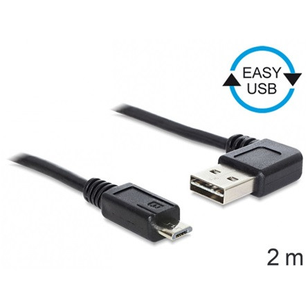 Delock KAB Delock 83383 EASY - USB 2.0 A apa hajlított/USB 2.0 micro - B apa kábel - 2m